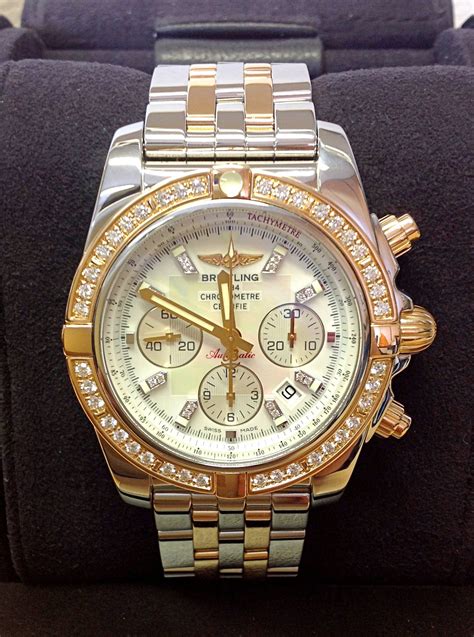 breitling chronograph gold|breitling chronomat diamond bezel.